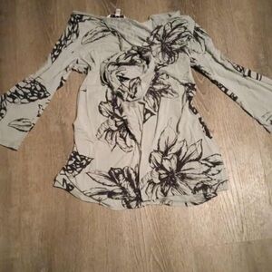 CAbi Black Floral Blouse